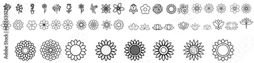 Fototapeta Naklejka Na Ścianę i Meble -  Flowers icon vector set. garden illustration sign collection. Flora symbol or logo.