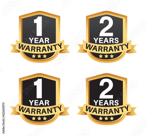 1 year, 3 years warranty seal stamp, vector illustration label