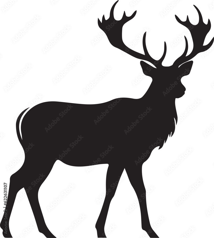 Reindeer Black And White, Vector Template Set for Cutting and Printing Reindeer Black And White, Vector Template Set for Cutting and Printing