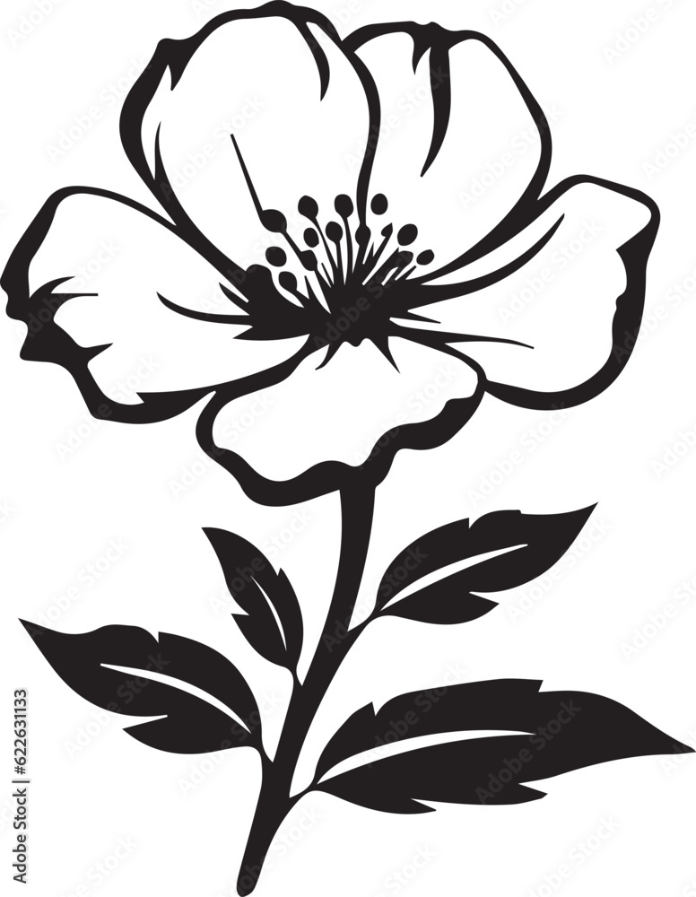 Rockrose Black And White, Vector Template Set for Cutting and Printing Rockrose Black And White, Vector Template Set for Cutting and Printing