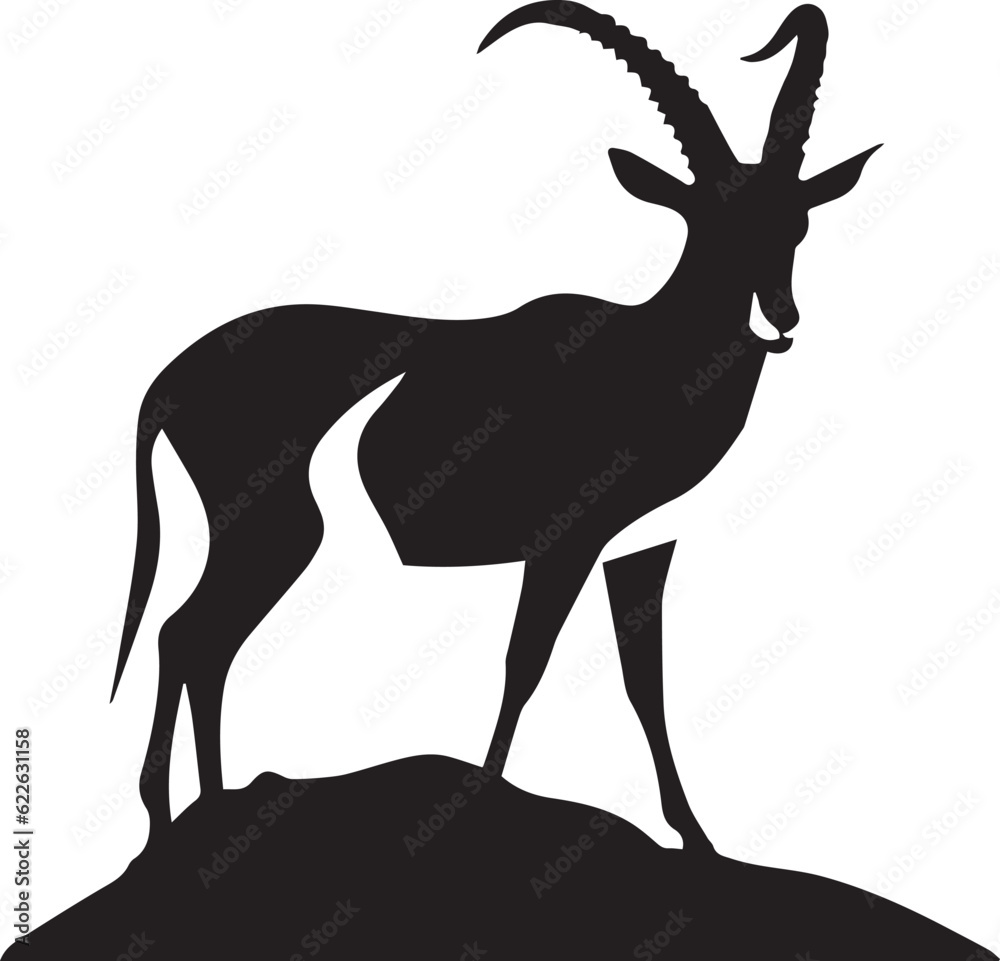 Sable antelope Black And White, Vector Template Set for Cutting and