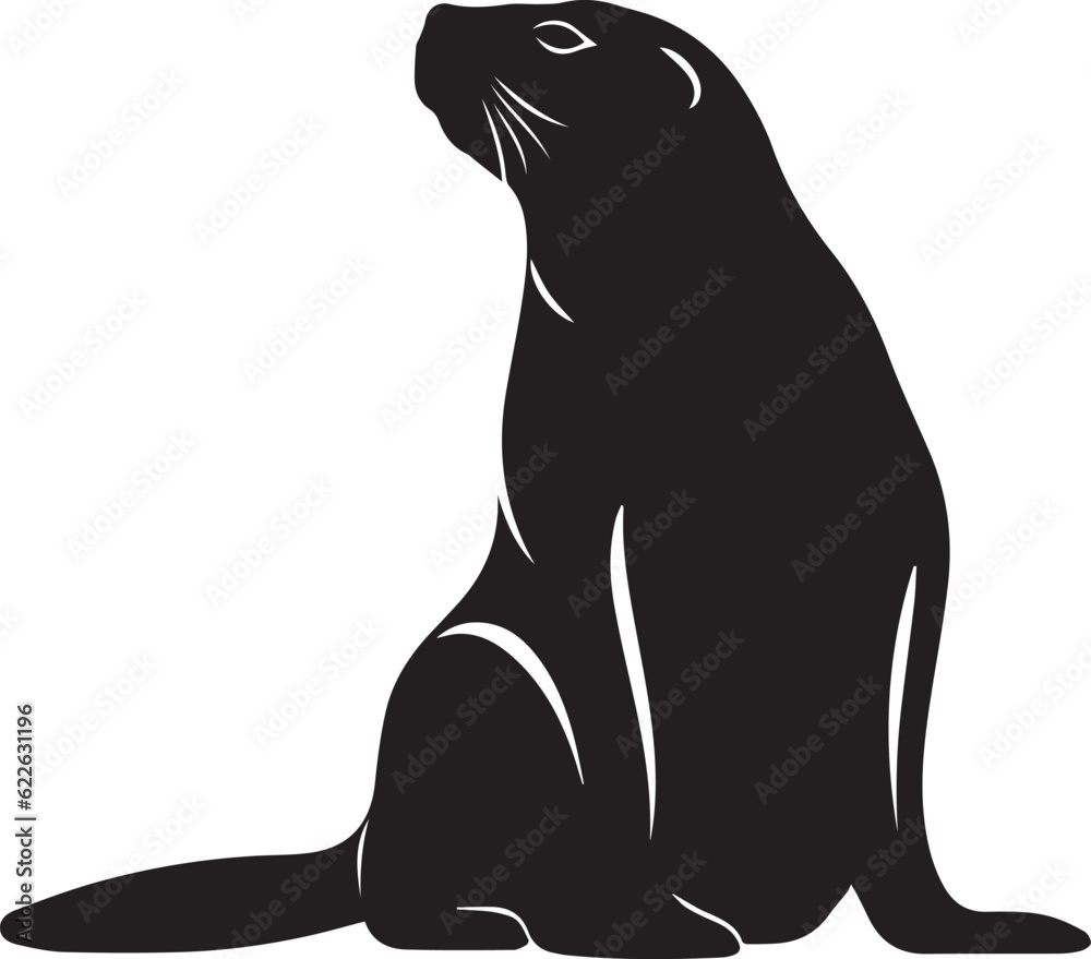 Sea lion Black And White, Vector Template Set for Cutting and Printing