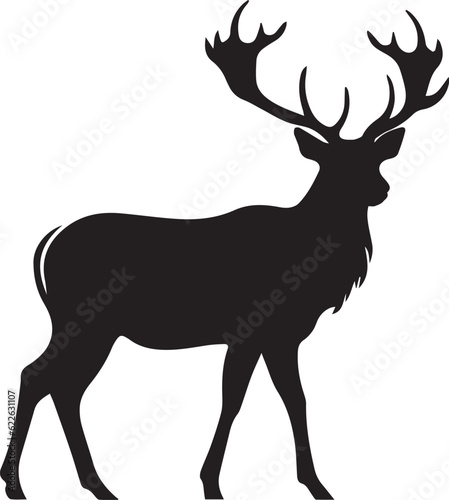 Reindeer Black And White  Vector Template Set for Cutting and Printing