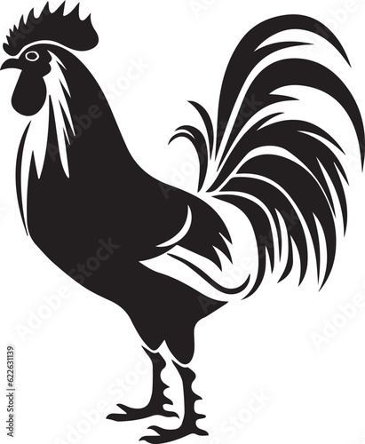Fotografia Rooster Black And White, Vector Template Set for Cutting and Printing