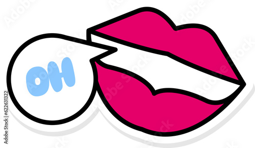 Lips saying oh sticker