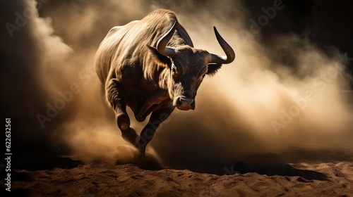 Photo charging bull dust backlit photographic super