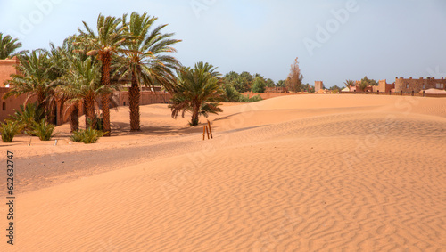 Sand dunes in the Sahara Desert  Merzouga  Morocco -  Beautiful sand dunes in the Sahara desert with amazing sunrise - Sahara  Morocco