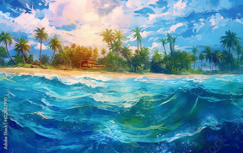 art Tropical beach water background