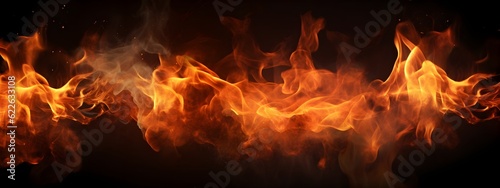 Fire blaze flames on black background