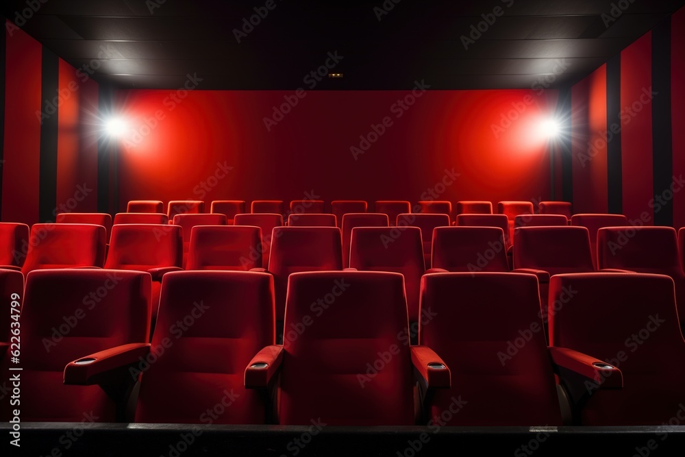 cinema with red seats.