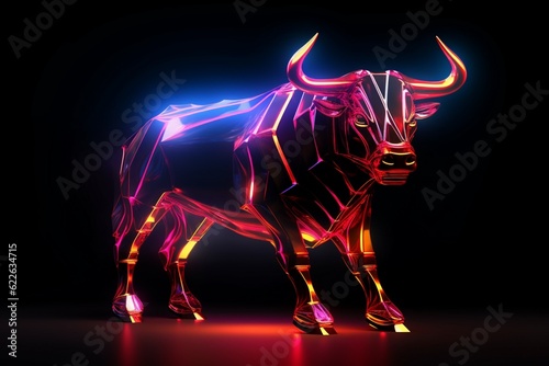 Abstract polygon bull with futuristic element. Ai generative. © Smart Future