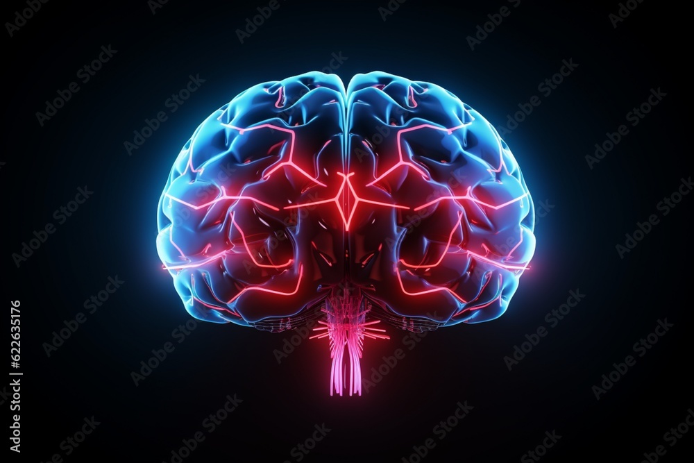 Abstract polygonal human brain. Ai generated. Abstract polygonal human brain. Ai generated.