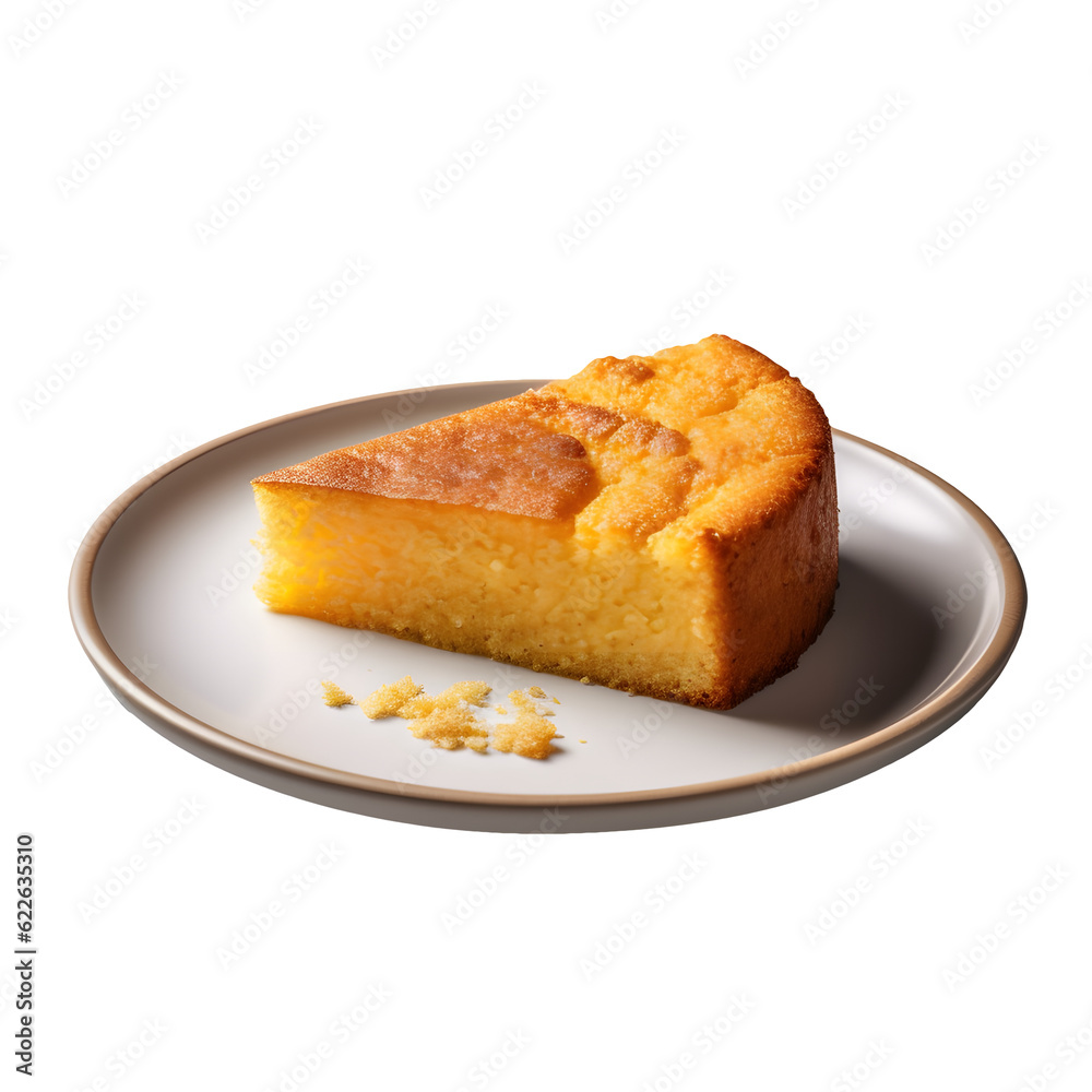 cornbread served on a beautiful plate, transparent png food