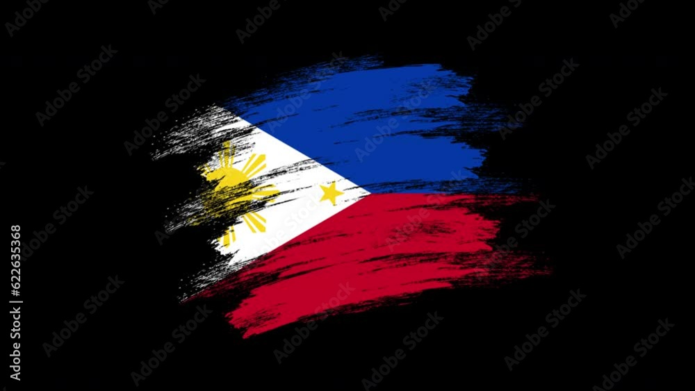 4K Paint Brush Philippines Flag with Alpha Channel. Waving Brushed