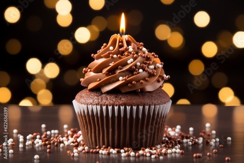 Chocolate Birthday Cupcake, Generative AI