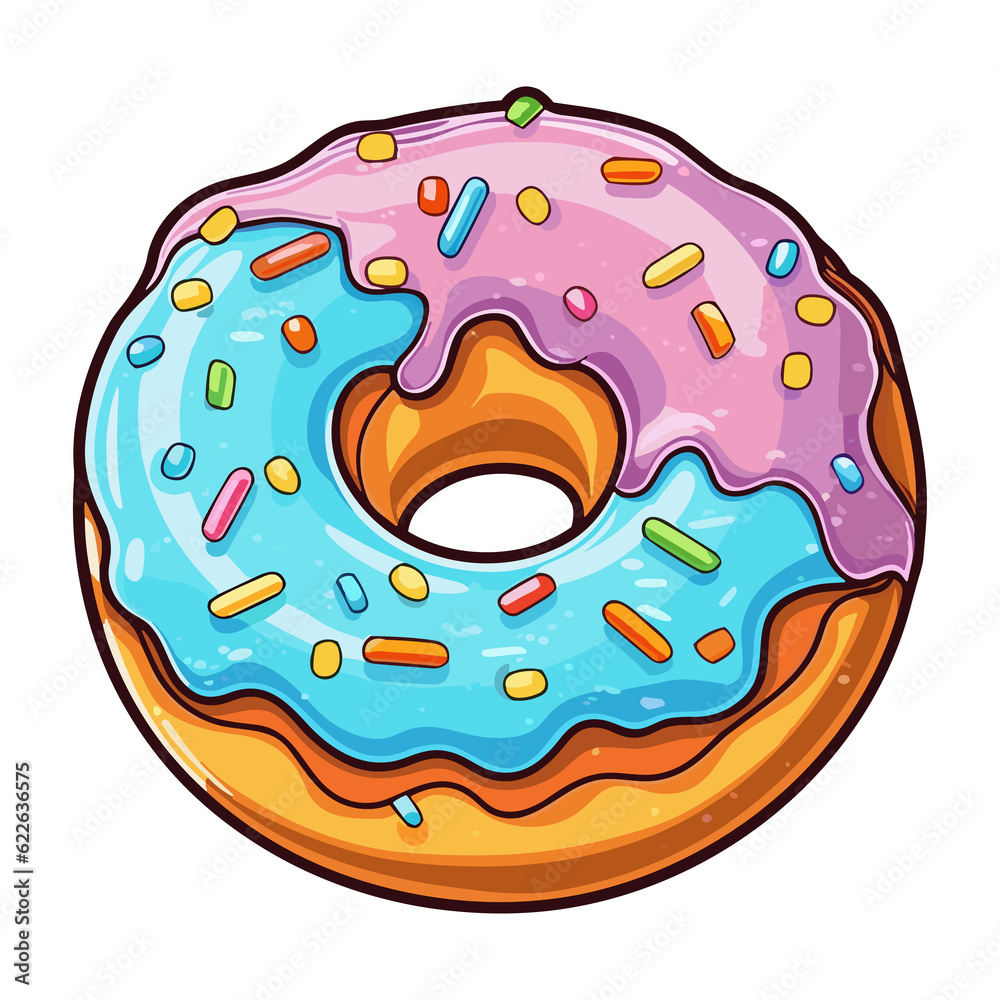 classic glazed donut sticker. Transparent background. Generative Ai classic glazed donut sticker. Transparent background. Generative Ai