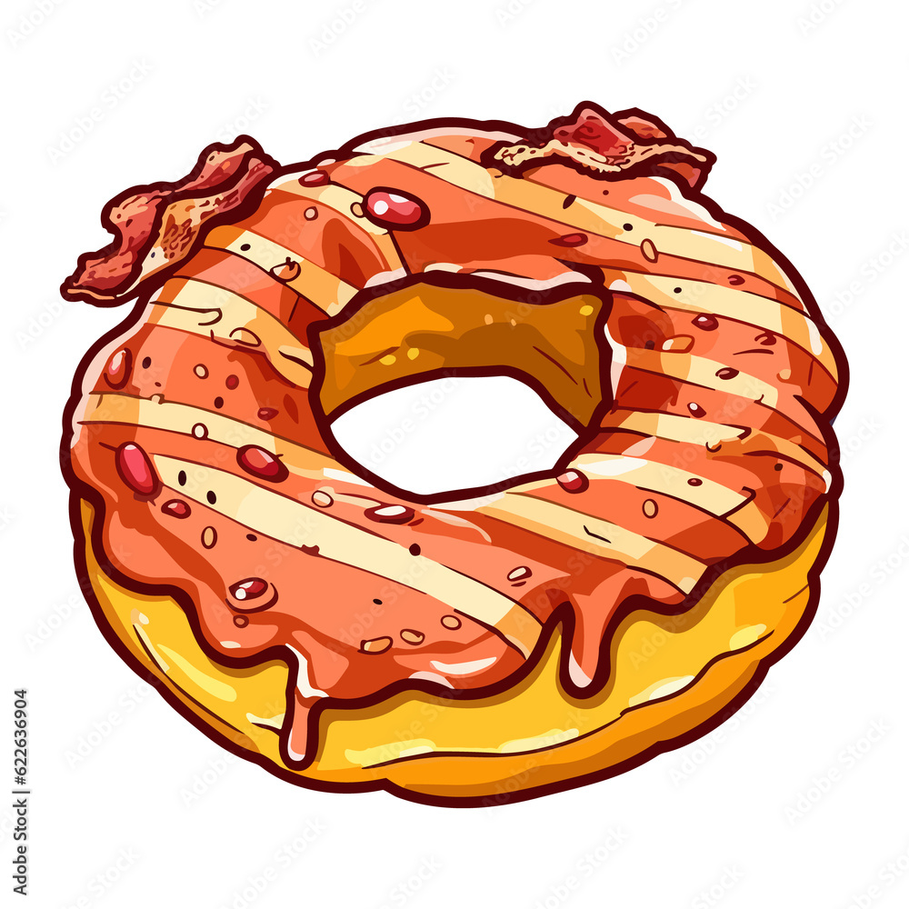 maple bacon donut clip art illustration. Transparent background