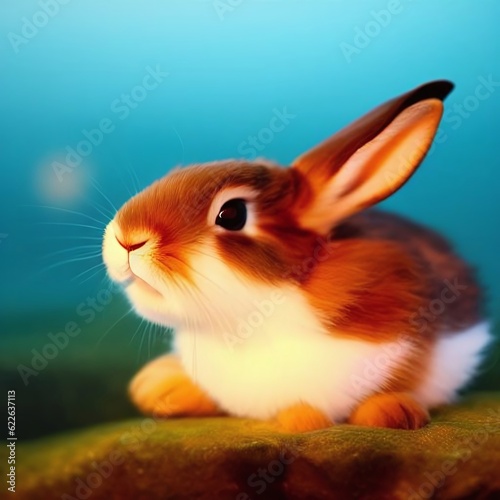A charming illustration of a bunny in the style of Disney. Create with Generative AI technology. (ID: 622637113)