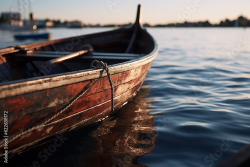wooden boat on water.