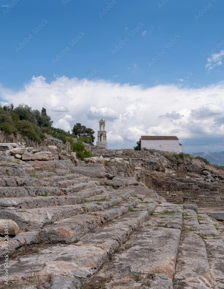 Eleusis Archaeological Site, Attica Greece. Elefsina 2023 European Capital of Culture. Vertical