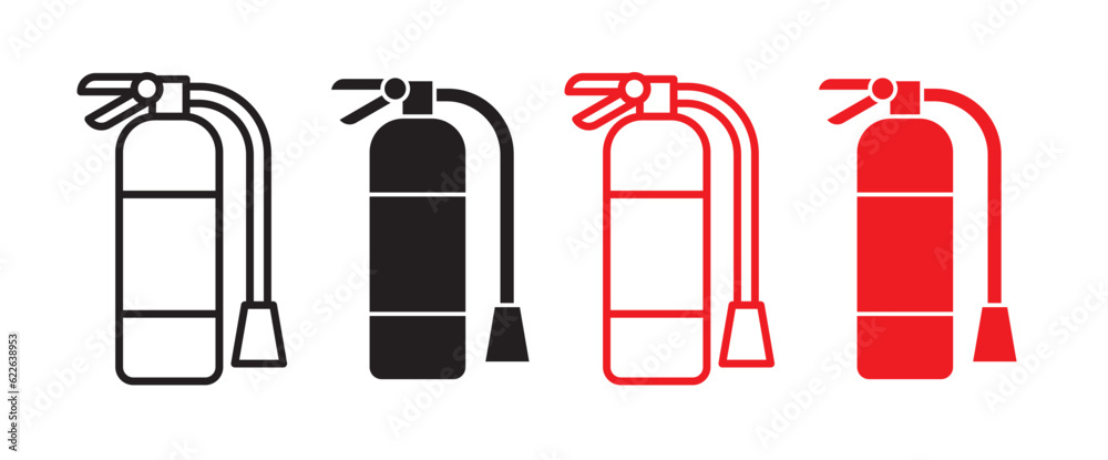 Extinguished Icon emergency fire extinguisher vector icon set in filled and outline in ...
