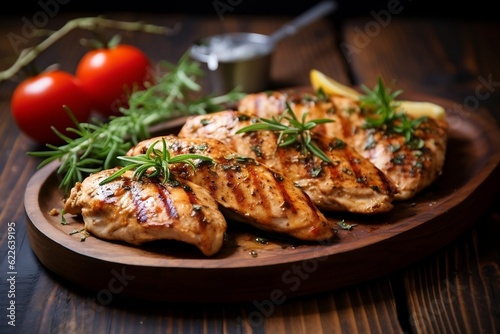 Flavorful Grilled Chicken Breast Marinated and Healthy. Generative AI