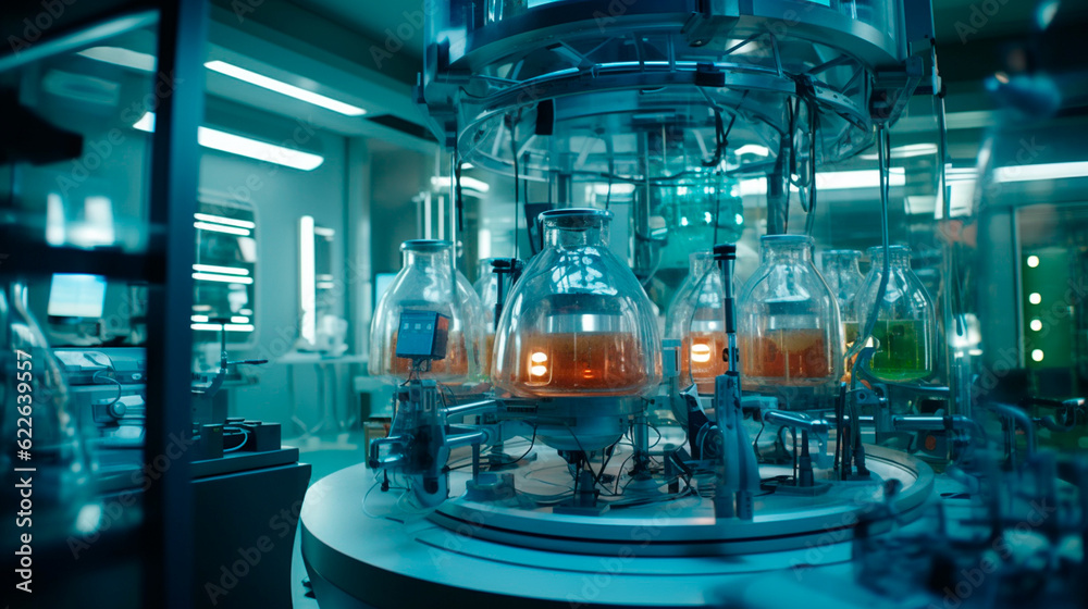 Fototapeta premium Chemical Laboratory with Automated Bioreactor . Generative AI.