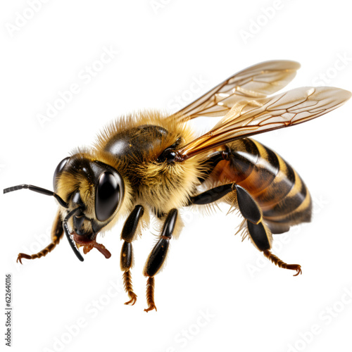 A Single Honey Bee Walking Alone on a Clear Background,  bee on white background © PNG World