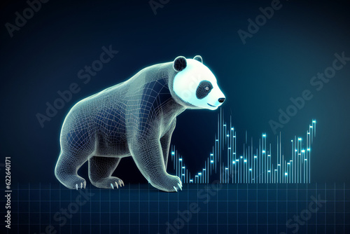 Stock Market Graph Chart Of Panda Animal Price. Generative Ai