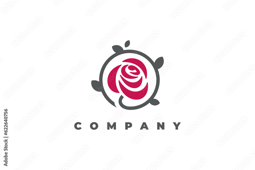 logo rose flower circle branch plant beauty florist