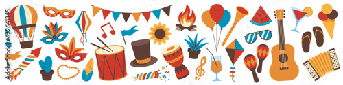 Festa Junina icon set. Festive icon set.