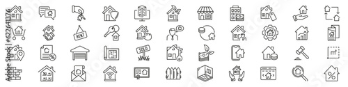Real estate icon set. Containing house icon set. Linear style.