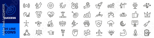 Success icon set. Growth icons set. Linear style.