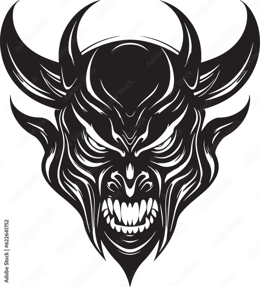 Demon head, Devil mask, Scary mask Vector illustration, SVG
