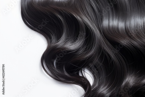Curly Black Hair Close-up isolated on white background. Generative AI. 