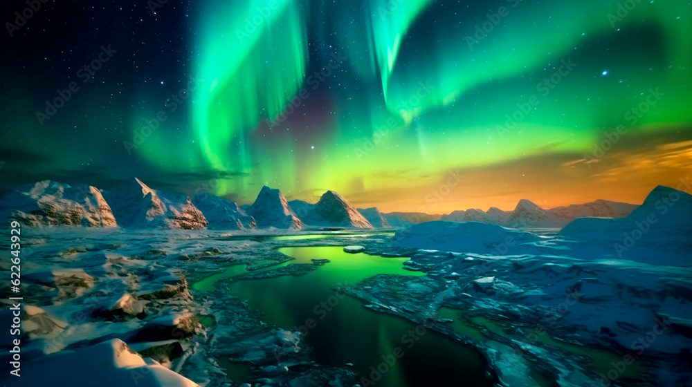 Awe-Inspiring Aurora Borealis, the Northern Lights. Generative AI.