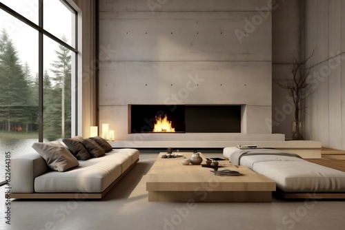 Minimalist Elegance Modern Living Space with a Touch of Simplicity, Generative AI