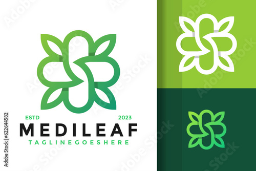 Nature medical leaf design vector symbol icon illustration
