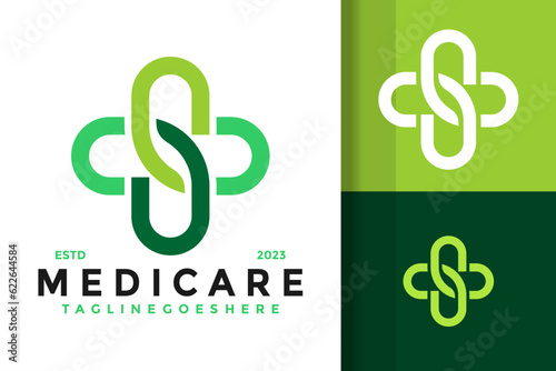 Letter S medical health care logo design vector symbol icon illustration