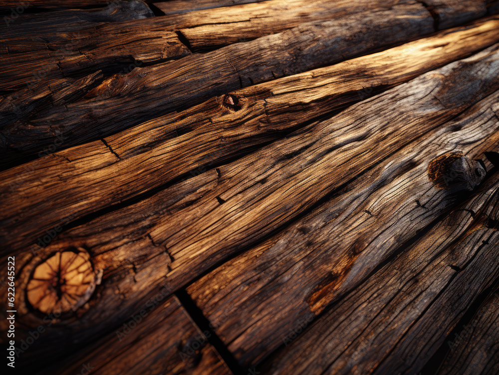 Obraz premium Generative ai illustration of a wooden textured background.