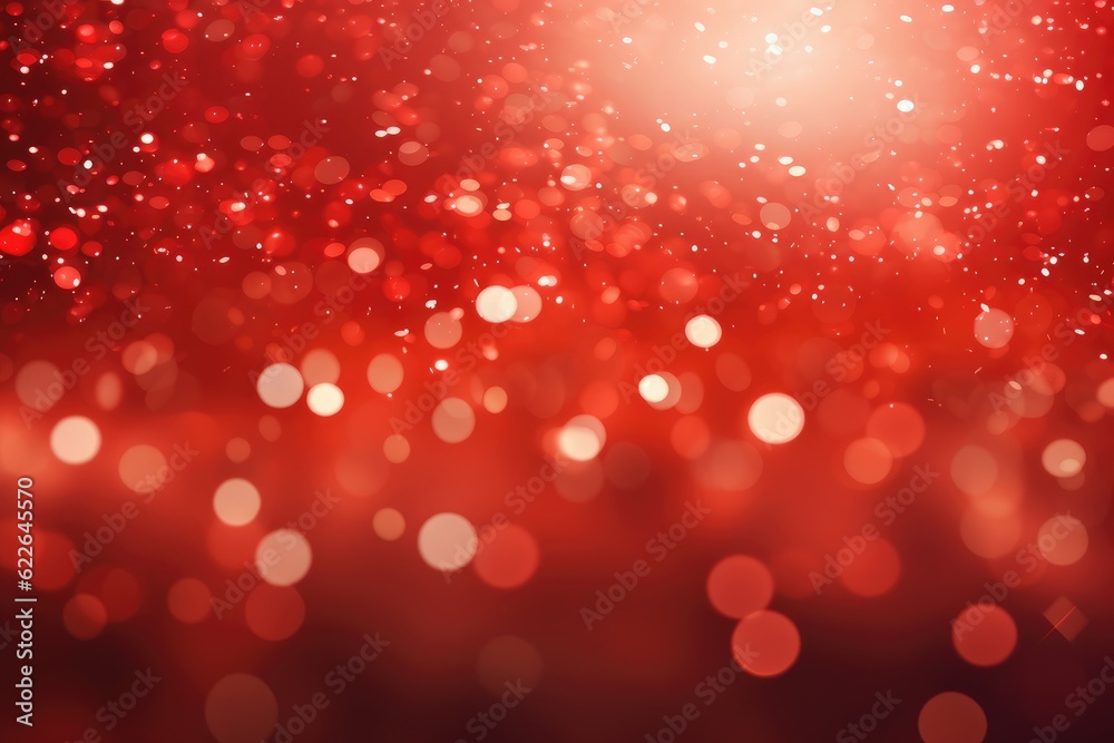 Red Christmas background with a beautiful glitter bokeh. Generative AI Red Christmas background with a beautiful glitter bokeh. Generative AI