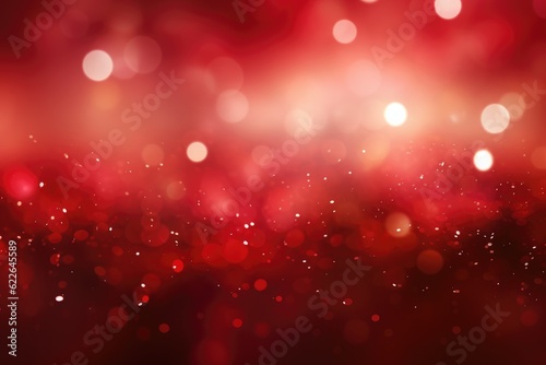 Red Christmas background with a beautiful glitter bokeh. Generative AI