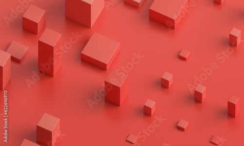 Fototapeta Naklejka Na Ścianę i Meble -  Abstract 3d render, red geometric background design