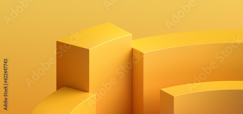 Fototapeta Naklejka Na Ścianę i Meble -  Abstract background design, yellow minimalist geometric composition