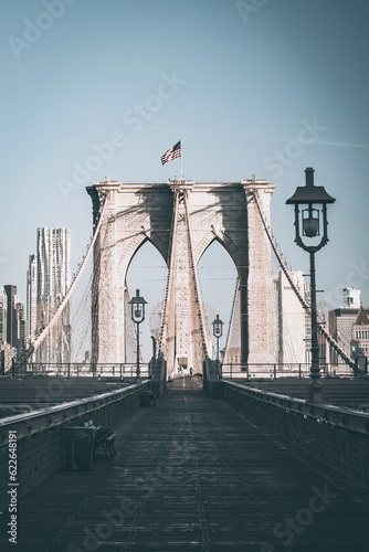 Brooklyn Bridge tower, early morning