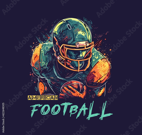 American football. Symbol, emblem with an American football player with a ball.