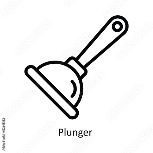 Plunger  Vector   outline Icon Design illustration. Kitchen and home  Symbol on White background EPS 10 File