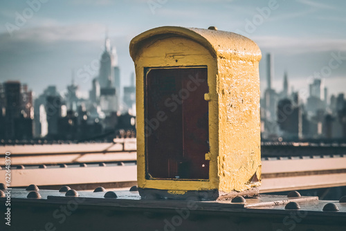 Old Police phone box on Brooklyn Bridge, New York