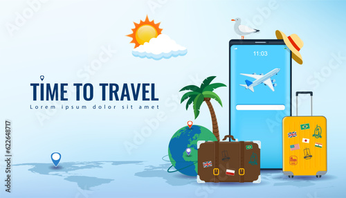 Travel and tourism concept. Advertising template. Vector