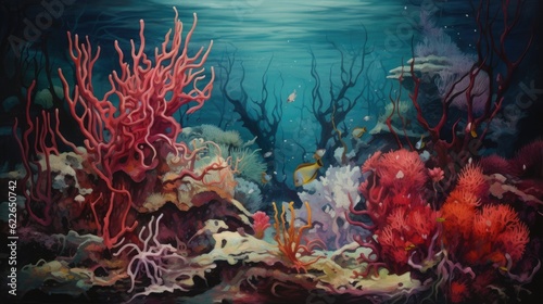 Colorful Underwater Reef, Abstract Art, Digital Illustration